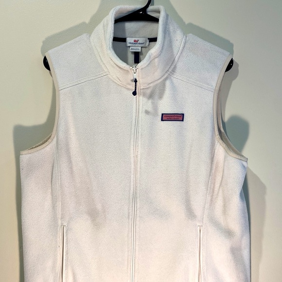 Mens White Fleece Zip up Vest - Picture 6 of 6
